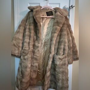 Elegant Tan Faux Fur Coat vintage 1970s mink simulation